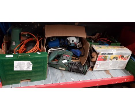 Various electric hand tools including router, planers, drills, etc.