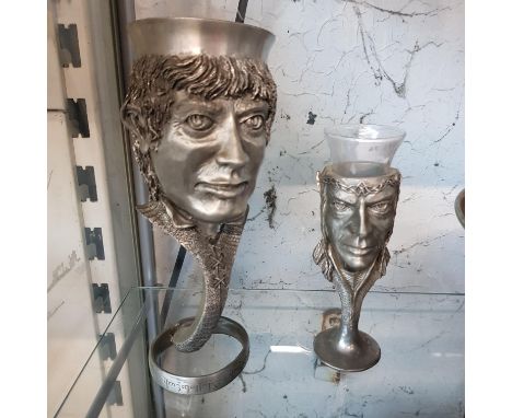 Two Royal Selangor Lord of the Rings pewter goblets. 