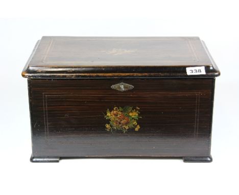 A superb 19th century music box with bells and drum playing 8 airs 42cm x 26cm x 23cm