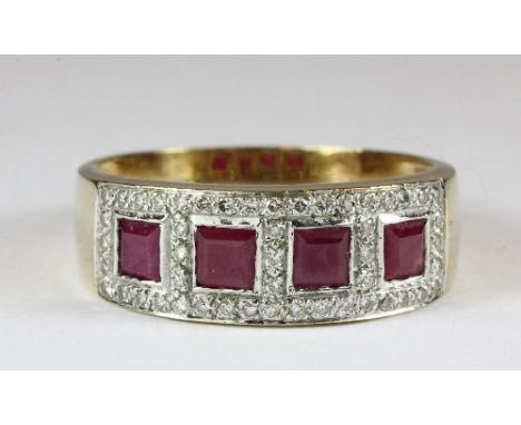 A 9ct gold ruby and diamond ring (T)