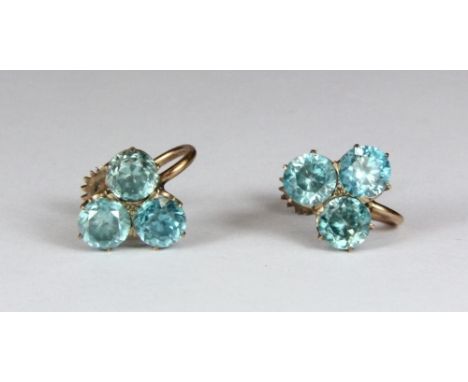 A pair of vintage 9ct gold blue stone screw fitting earrings