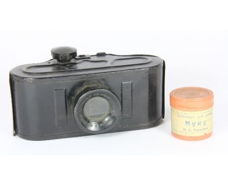 An early Russian tin camera shaped reel viewer with three film reels