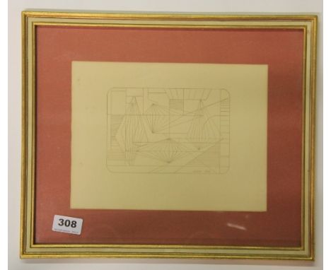 Hilaire Hiler (American 1898 - 1966), study print dated 1950, 39cm x 33cm