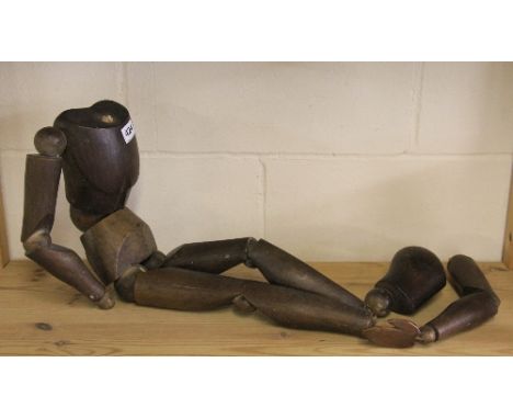A vintage carved wooden articulated artists model L 60cm approx