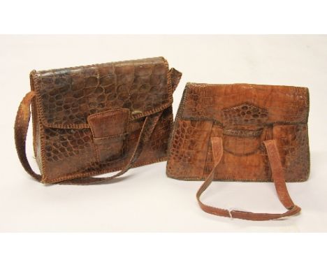 2 vintage crocodile skin handbags