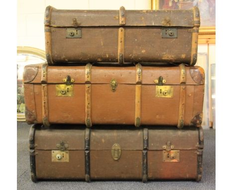 3 vintage cabin trunks