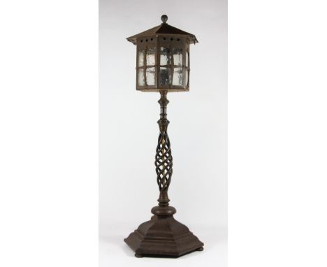 A 1920s Arts & Crafts iron table lamp H 65cm