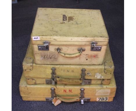 3 vintage pig skin travelling cases