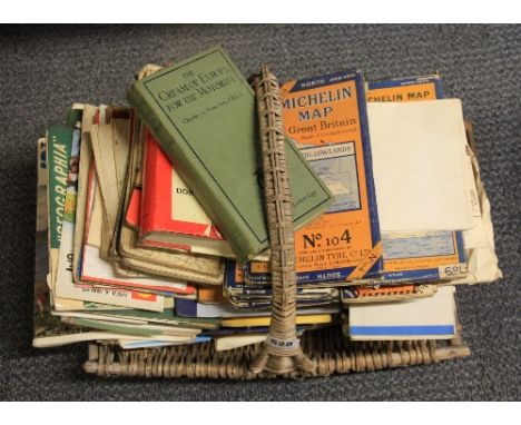 A large quantity of vintage maps and travel guides