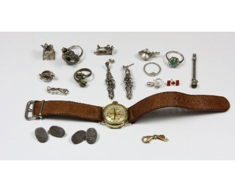 A vintage watch and a quantity of silver and other items