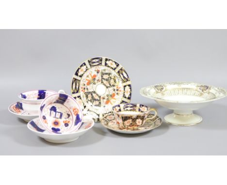 A small collection of ceramics to include Royal Crown Derby Imari trio 2451, Noritake tazza, etc.