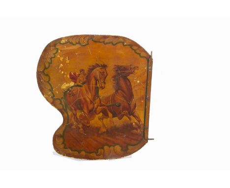An English Fairground ‘Ben Hur’ double sided ticket circa 1959, the shield shaped hand painted sign, each side showing a diff