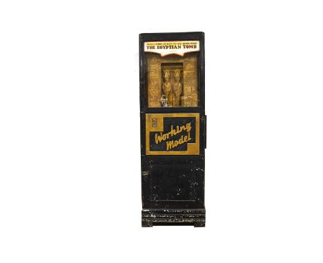 A rare Bollards (British) floor standing Penny in Slot ‘The Egyptian Tomb’ Working Model circa 1954,  black and gold painted 