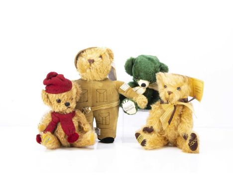 Four Merrythought teddy bears,  including a Homeguard, 281 of 1000, an Alpha Farnell Toffee replica 84 of 750, a Mistletoe Ch