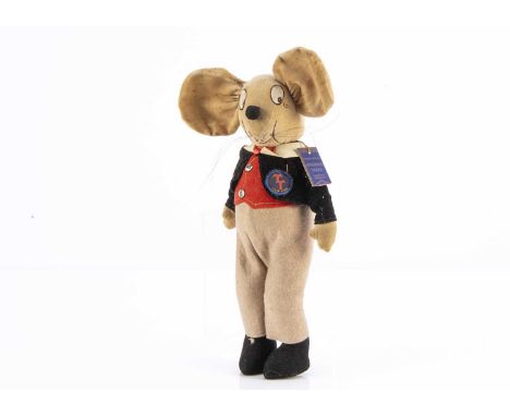 A Chad Valley Teddy Tail mouse circa 1930,  with cream velvet head, wired ears and hands, painted features, black velvet nose