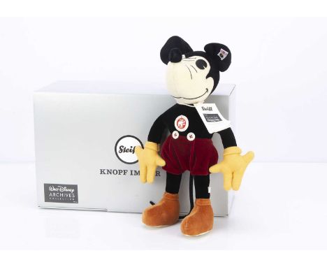 A Steiff limited edition Walt Disney Archives Mickey Mouse 1932 replica,  412 of 2000, with multi-coloured Trevira velvet, wi