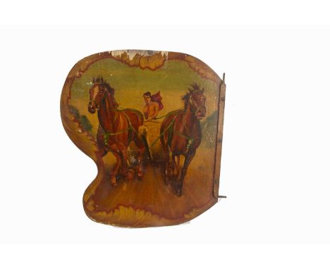 An English Fairground ‘Ben Hur’ double sided ticket circa 1959, the shield shaped hand painted sign, each side showing a diff