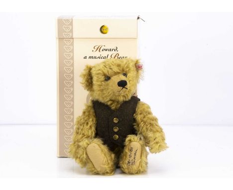 A Steiff limited edition Harrods Howard musical teddy bear, 24 of 1500, plays Rogers & Hammerstein Oh What a Beautiful Mornin