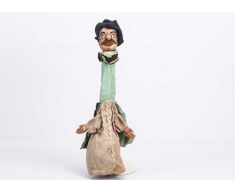 A professional Punch & Judy Beadle puppet from the Vic Taylor and Billy Norman collection, with carved and painted wooden hea