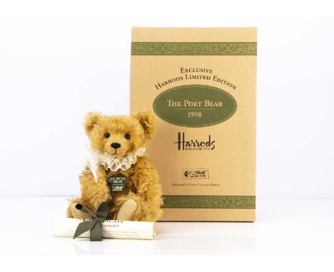 A Steiff limited edition Harrods musical poet teddy bear 1998, 1117 of 2000, faded signature to foot pad - Tweed Roosevelt; i