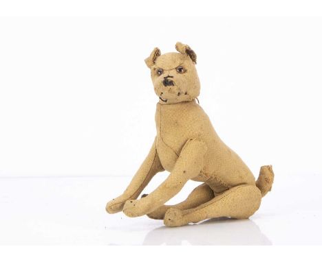 A Steiff Irish Terrier circa 1912, with remains of brown mohair, clear and black glass eyes with brown backs, five-way jointe