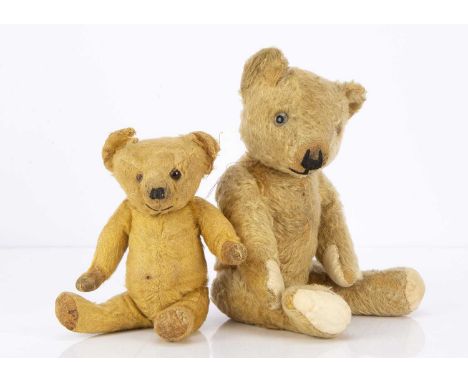 Two British teddy bears, the larger probably Dean's Rag Book bear, with golden mohair, clear and black glass eye, black stitc