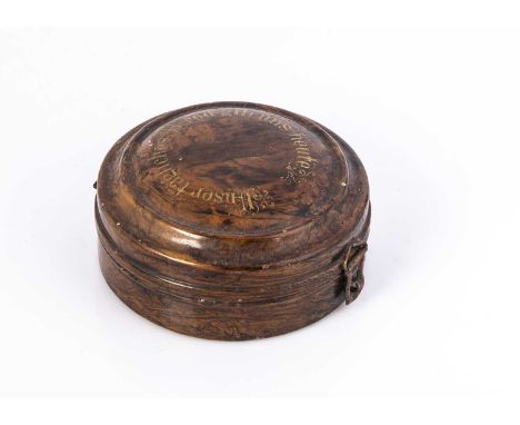 A 19th century German doll’s bread tin, with wood grained painted finish, the lid with gold stencilled ‘Unser tagliches Brod 