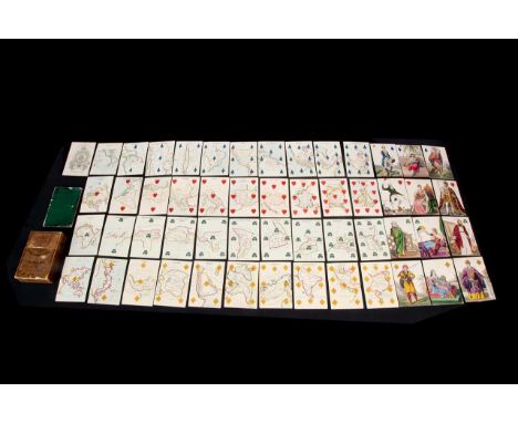 A rare and fine Charles Hodges New Geographical Royal Playing Cards circa 1828,  complete set of fifty-two cards, printed and