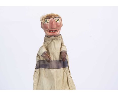 A professional Punch & Judy boxer puppet from the Vic Taylor and Billy Norman collection, with carved and painted wooden head