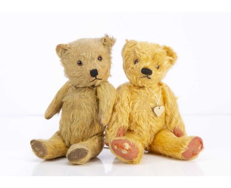 Two post-war British teddy bears,  a Chad Valley with golden mohair --12in.(30.5cm.) high; and a Chiltern with blonde mohair,