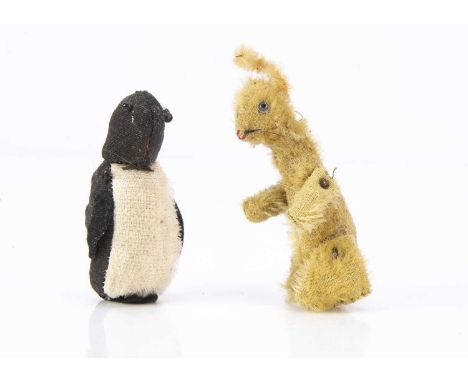 Farnell Squeak and Wilfred solider mascots 1920s,  Wilfred Rabbit with clear and black glass eyes, red stitched nose and mout