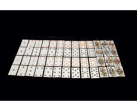 A Ferdinand Piatnik (Vienna) playing cards circa 1858, complete set of fifty-two cards, engraved and coloured by stencil, Ace