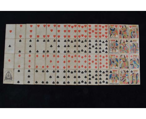 A Bancks Brothers formerly Hunt & Son playing cards circa 1862,  complete set of fifty-two cards, unturned courts, play backs
