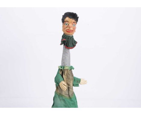 A professional Punch & Judy Beadle puppet from the Vic Taylor and Billy Norman collection, with carved and painted wooden hea
