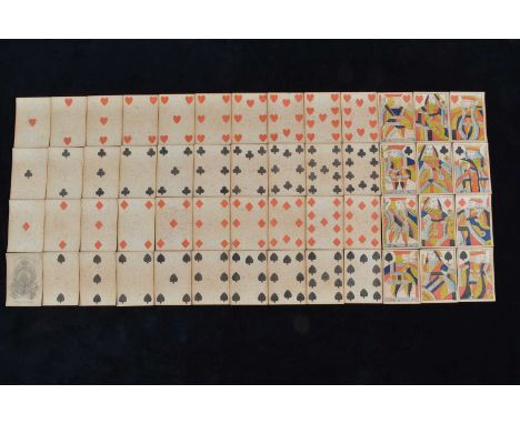 A Thomas Creswick playing cards circa 1830, complete set of fifty-two cards, unturned courts, orange watermarked textured bac