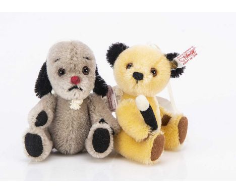 A pair of  Steiff limited edition miniature Sooty and Sweep, Sooty 635 of 2000, holding felt magician's wand and Sweep 579 of
