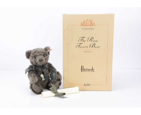 A Steiff limited edition Harrods musical Rose Tavern teddy bear,  218 of 2000, inspired by the infamous Covent Garden Rose Tr