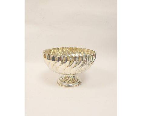 Silver rose bowl, spirally fluted by Fordham & Faulkner 1889. 730g  