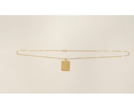 9ct gold 1977 Silver Jubilee pendant of postage stamp form, on necklet. 14g&nbsp;