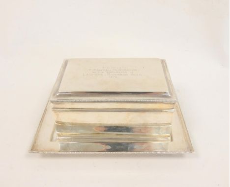 Dutch silver cigar box, unlined with beaded moulded edges, later inscribed with stand on claw and ball feet by Bonebakker, Am