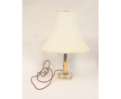 Art Deco silver table lamp with octagonal stem and base by Walker and Hall, Sheffield 1932.Condition report:Height with shade