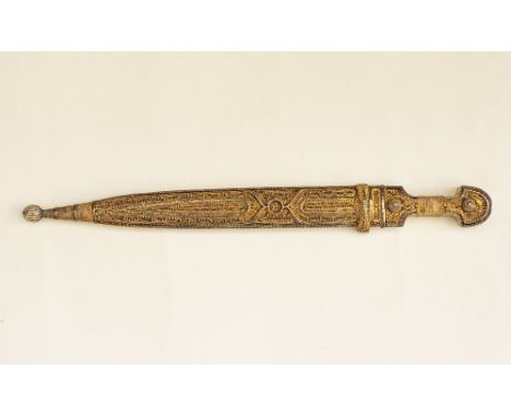A very fine Caucasian / Armenian / Georgian / Russian Kindjal Dagger. The silver gilt scabbard niello and filigree decorated,