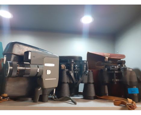 Mixed vintage binoculars to include Ross, a vintage handheld Canon 8-2 cine cameraLocation: 11:1 