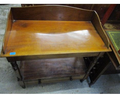 A Victorian mahogany washstand with a gallery over a shelf and a drawer, 89cm h x 87cm wLocation: 