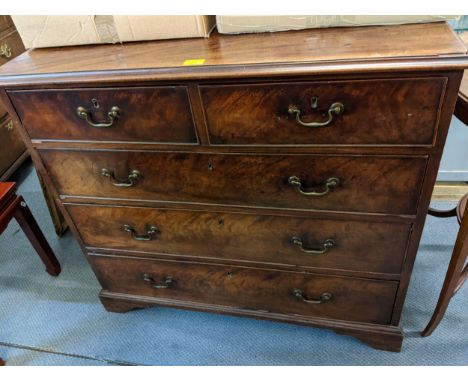 A Georgian mahogany chest of two short and three long drawers and on bracket shaped feet, 85cm h x 96cm wLocation: LAM 