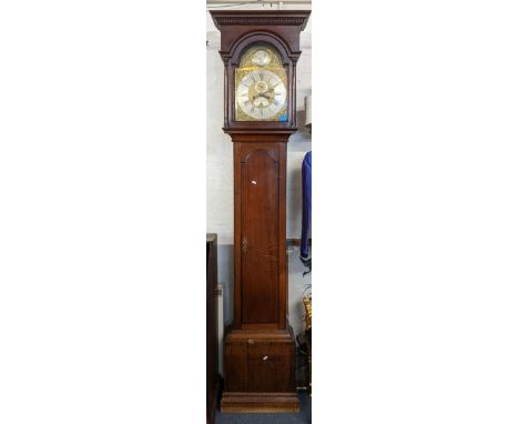 A George III oak cased 8 day longcase clock, the dial inscribed 'Andrew St Austle' and striking on a single bell, 235h x 46w 