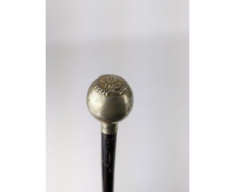 A World War I Rifle Brigade Swagger stick with a plated bulbous handle, 69cm longLocation: 