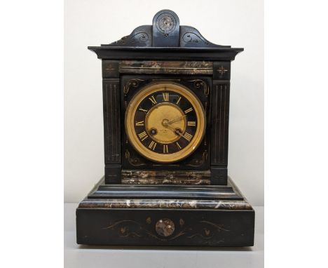 A late 20th Century marble cased 8 day mantle clock, the dial inscribed Henry Marc Paris, the movement striking a single gong