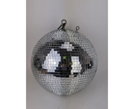 A large vintage disco ball with a hook and clip, 30cm diaLocation: 