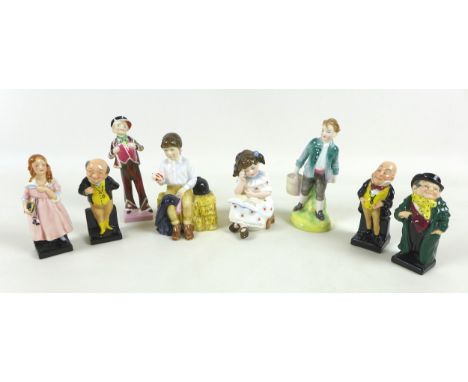 A group of eight Royal Doulton figures, comprising 'Storytime', HN3695, 10.5cm high, 'First Prize', HN3911, 13.5cm high, 'Jac